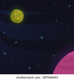 Space background in cartoon style.Vector illustration