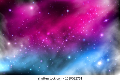 Space background. Colorful starry nebula. Milky way with stardust. Space galaxy and bright shining stars. Futuristic design. Vector illustration.