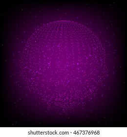 Space background with crystal sphere and luminous stars . Abstract background with shadow for website , flyer, or brochure