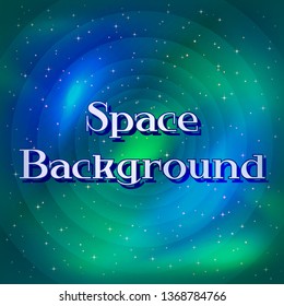 Space Background with Dark Blue Sky, Bright Stars and Colorful Nebulas. Eps10, Contains Transparencies. Vector