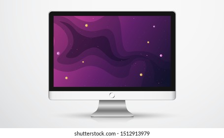 Space background design. Cute flat style banner template with stars, planets in deep Cosmos