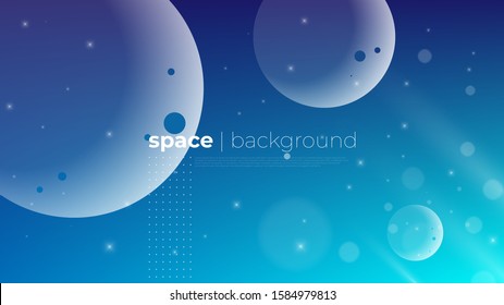 Space background with elements like planets, galaxies in the solar system. This modern abstract background has a 3d style. This vector is suitable for posters, banners and flyers or even landing page