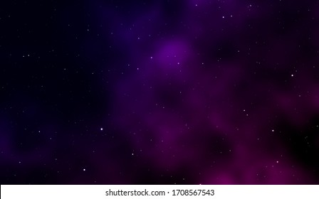 Space background Fantastic outer view with realistic bright stars and cluster of gas clouds. Universe with nebulae, galaxies and star clusters. Infinite cosmic open spaces. Vector illustration