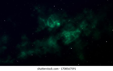 Fondo espacial Fantástica vista exterior con estrellas brillantes realistas y cúmulo de nubes de gas. Universo con nebulosas, galaxias y grupos de estrellas. Infinitos espacios cósmicos abiertos. Ilustración del vector