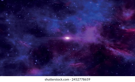 Space background. Flight in space with simulation of galaxies and nebulae. Stunning galaxy. Night sky with stars and nebula. 3D vector illustration