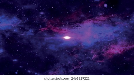 Space background. Flight in space with simulation of galaxies and nebulae. Stunning galaxy. Night sky with stars and nebula. 3D vector illustration