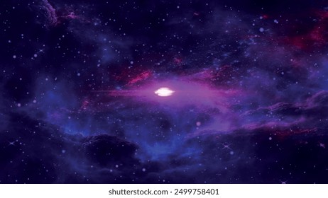 Space background. Flight in space with simulation of galaxies and nebulae. Stunning galaxy. Night sky with stars and nebula. 3D vector illustration