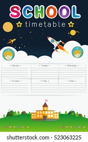 space background frame design of School Timetable, Schedule,Weekly school timetable vector illustration