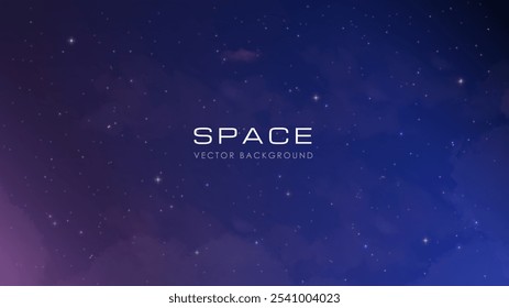 Space background. Galaxy and universe, cosmos. Blue starry sky. Place for text, wallpaper and backdrop. Astrology and astronomy. Imagination and fantasy. Flat vector illustration