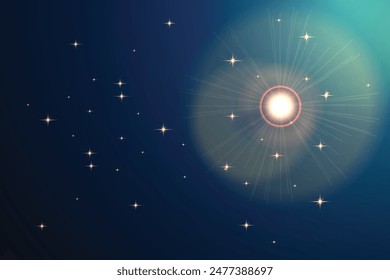 Space background Holidays design Realistic cosmos shining stars Starry milky way Christmas starry night Magic blue galaxy Color universe nebula Vector illustration Copy space Glitter Birthday