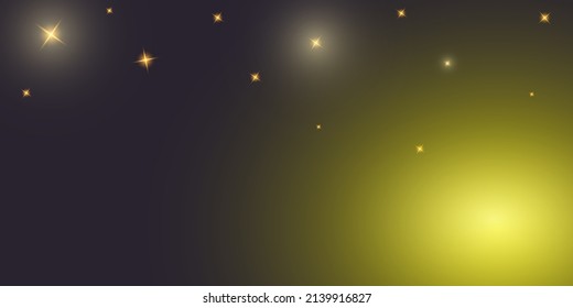 Space background with the image of sunlight and glowing stars. Suitable for use in web design. Vector illustration.