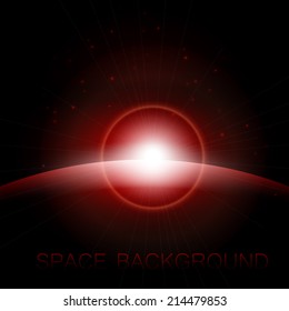 Space background with light. Vector illustration