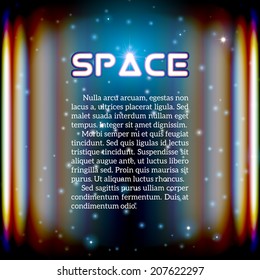 Space background with lightened corridor and aberrations