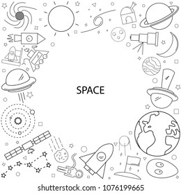 Space background from line icon. Linear vector pattern