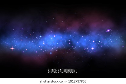 Space background. Milky way with colorful stars. Blue nebula and stardust. Galaxy background with shining stars. Trendy vector illustration.