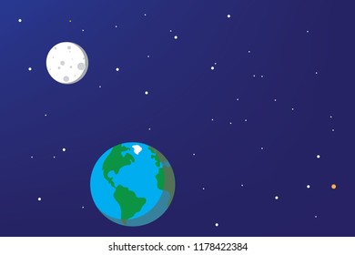 Space background of the moon and stars. Vector illustration