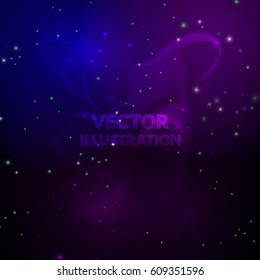 Space background with nebula and shining stars. Vector illustration