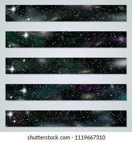 Space background, night sky banners vector templates collection