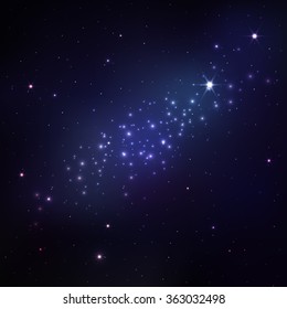 Space background. Night sky with bright stars. Vector illustration.