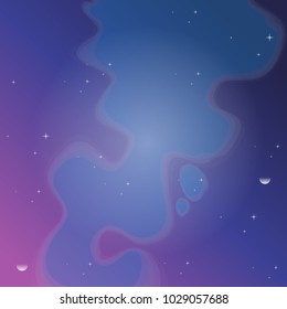 Space background, night sky with stars. Vector illustration in blue violet tones.