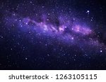 Space background with night starry sky and Milky Way. Dark blue nebula