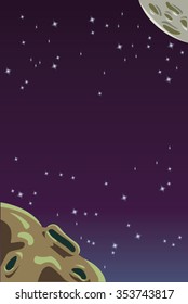 Space Background - Outer Space with Meteors and Stars Cartoon Vector