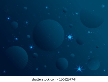 Space background with place for text. Circle of galaxy and star on dark blue background. Vector illustration