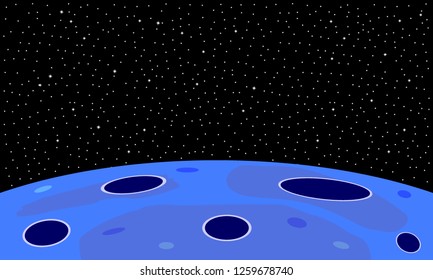 Space background with planet and starry sky.