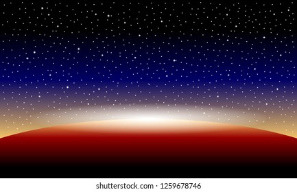 Space background with planet and starry sky.