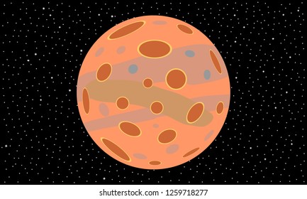 Space background with planet and starry sky. Vector illustration.
