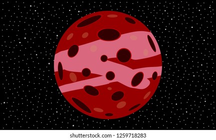 Space background with planet and starry sky. Vector illustration.