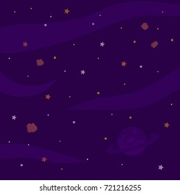 Space background with planet, starry sky  Vector illustration
