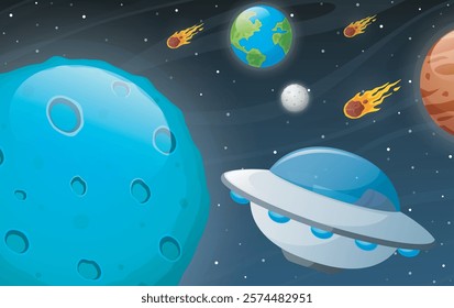 Space background with planet. Vector illustration