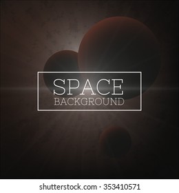 Space background (planets round sun beams).cosmic space.Light of the sun illuminates the dark planet.vector illustration eps10.