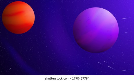 Space background with planets, stars and comets. Vector illustration