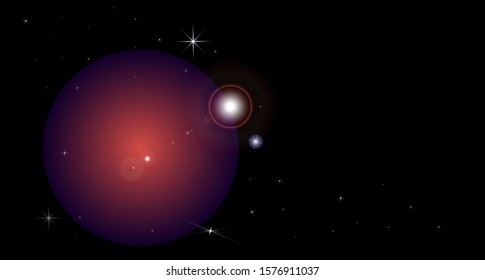 Space background with planets and stars. Copy space. Template, cosmos, universe. Vector illustration