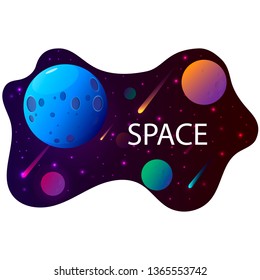 Space background with planets and stars. Vector illustration