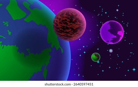 Space background. Planets and stas in the Universe