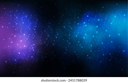 Space background realistic blue pink nebula shining stars cosmos stardust milky way galaxy infinite universe and starry night vector illustration.