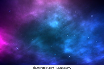 Space background. Realistic cosmos with nebula and shining stars. Milky way and stardust. Starry night and color galaxy. Magic Infinite universe. Vector illustration.