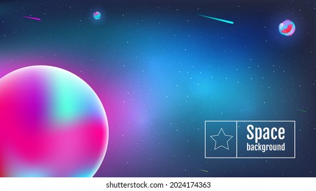 Space background with realistic nebula and shining stars. Galaxy, cosmos, universe futuristic fantasy view background for computer game. Cartoon vector illustration. Vector illustration. 