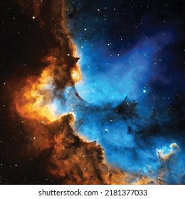 Space background with realistic nebula and shining stars. Colorful cosmos with stardust and milky way. Magic color galaxy. Infinite universe and starry night. Vector illustration.