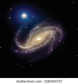 Space background with realistic nebula and shining stars. Colorful cosmos with stardust and milky way. Magic color galaxy. Infinite universe and starry night. Vector illustration.