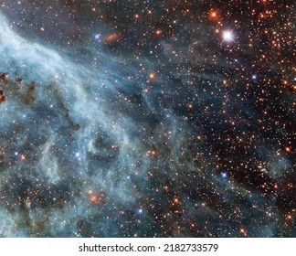 Space background with realistic nebula and shining stars. Colorful cosmos with stardust and milky way. Magic color galaxy. Infinite universe and starry night. Vector illustration.