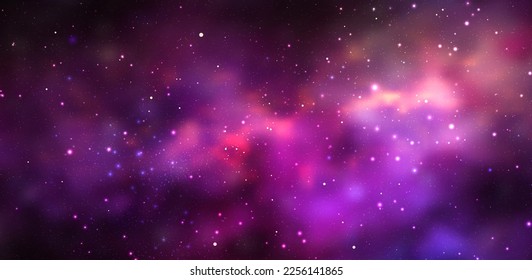 Space background with realistic nebula and shining stars. Magic colorful galaxy with stardust