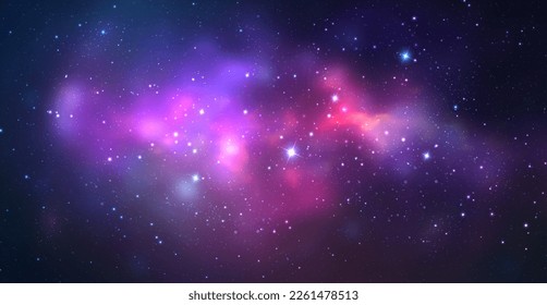 Space background with realistic nebula and shining stars. Magic colorful galaxy with stardust