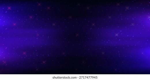 Fundo do espaço com nebulosa realista e estrelas brilhantes. Cosmos colorido com poeira estelar e via látea. Galáxia da cor mágica. Universo infinito e noite estrelada. Ilustração vetorial.
