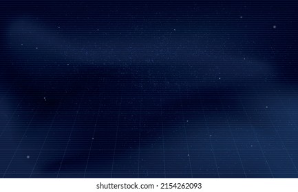 Space background with retro grid and grunge texture. Galaxy, Universe background template. Vector illustration