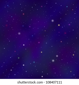 Space background seamless with dark blue sky and stars. Vector eps10, contains transparencies