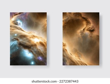 Space background set with realistic nebula and shining stars. Abstract cosmos with stardust and milky way. Magic color galaxy background. Vector illustration